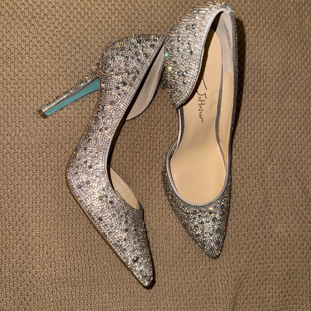 Betsey Johnson Rhinestone Silver Heels